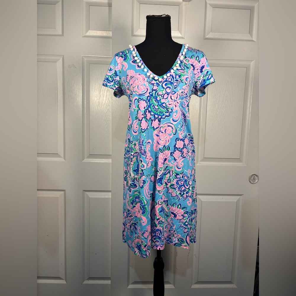 Lilly Pulitzer Blue and Pink Paisley Midi Dress